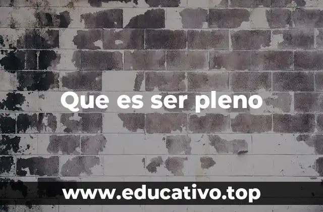 Que es ser pleno