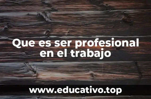 Que es ser profesional en el trabajo