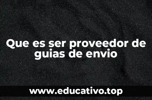Que es ser proveedor de guias de envio