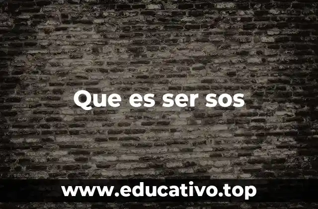 Que es ser sos