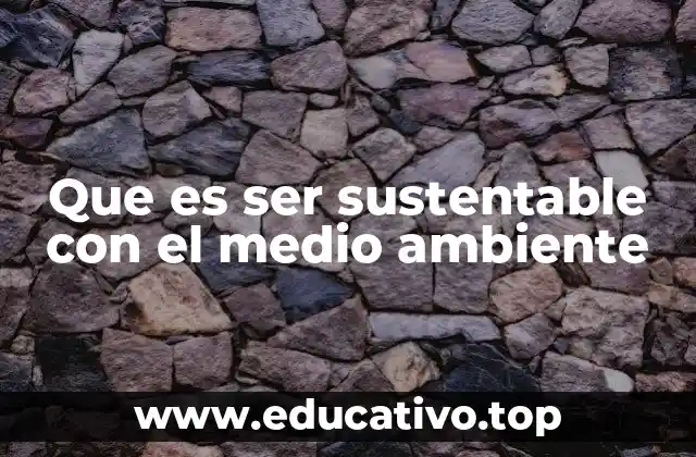 Que es ser sustentable con el medio ambiente