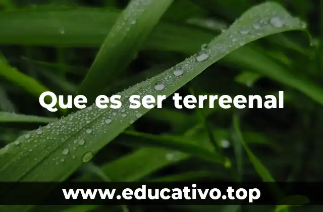 Que es ser terreenal