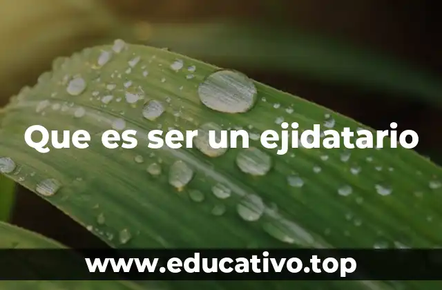 Que es ser un ejidatario