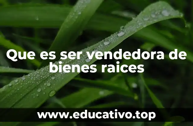Que es ser vendedora de bienes raices
