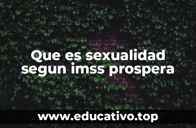 Que es sexualidad segun imss prospera