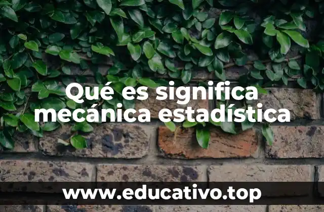Qué es significa mecánica estadística