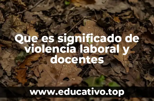Que es significado de violencia laboral y docentes