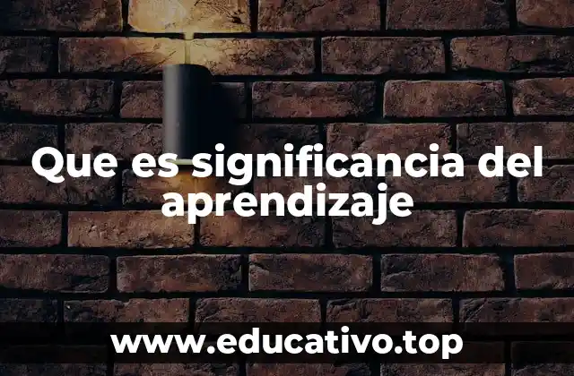 Que es significancia del aprendizaje