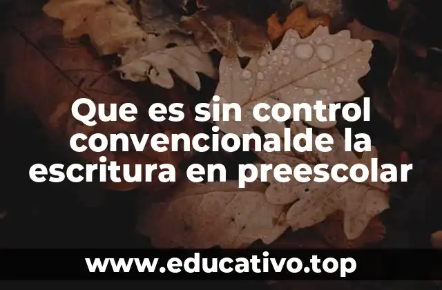 Que es sin control convencionalde la escritura en preescolar