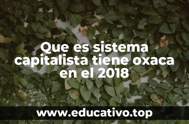 Que es sistema capitalista tiene oxaca en el 2018