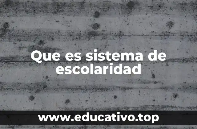 Que es sistema de escolaridad