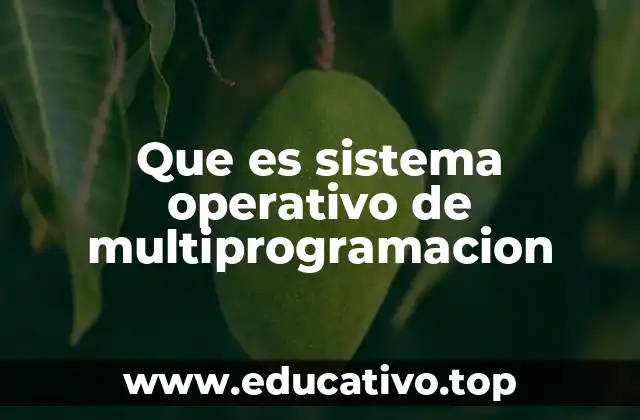 Que es sistema operativo de multiprogramacion