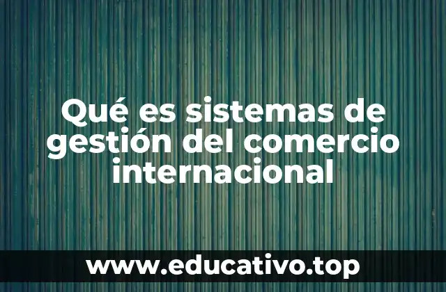 Qué es sistemas de gestión del comercio internacional