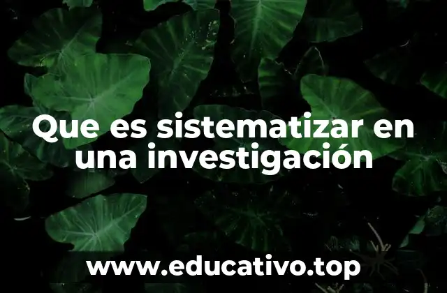 Que es sistematizar en una investigación