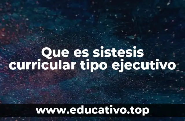 Que es sistesis curricular tipo ejecutivo