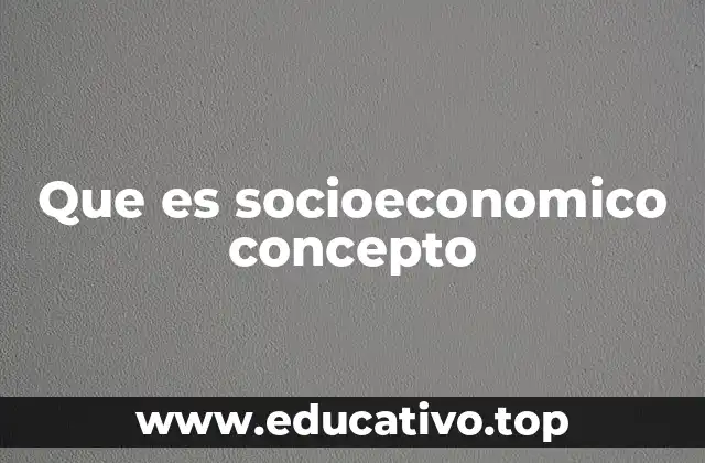 Que es socioeconomico concepto