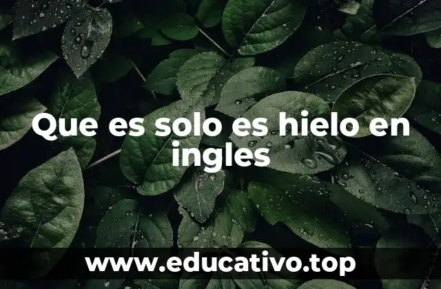 Que es solo es hielo en ingles