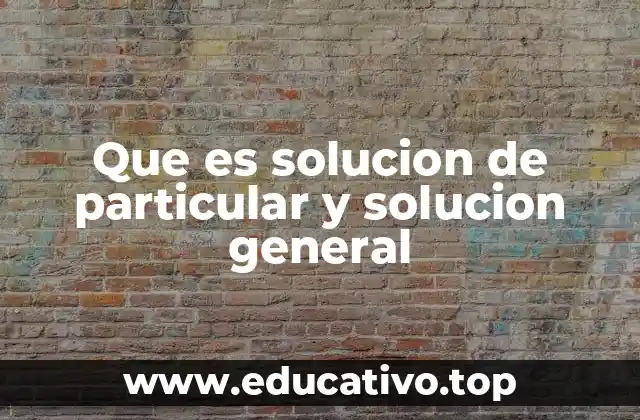 Que es solucion de particular y solucion general