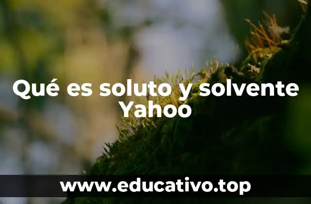 Qué es soluto y solvente Yahoo