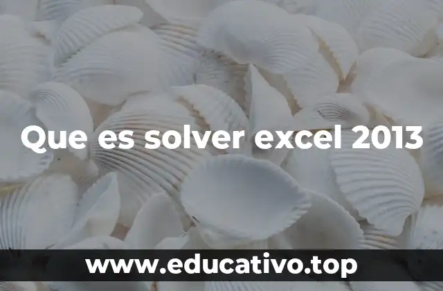 Que es solver excel 2013