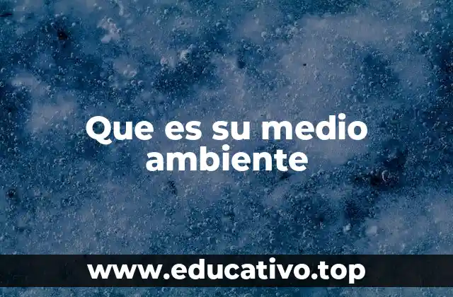 Que es su medio ambiente
