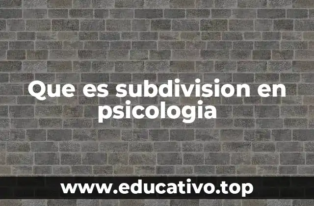 Que es subdivision en psicologia