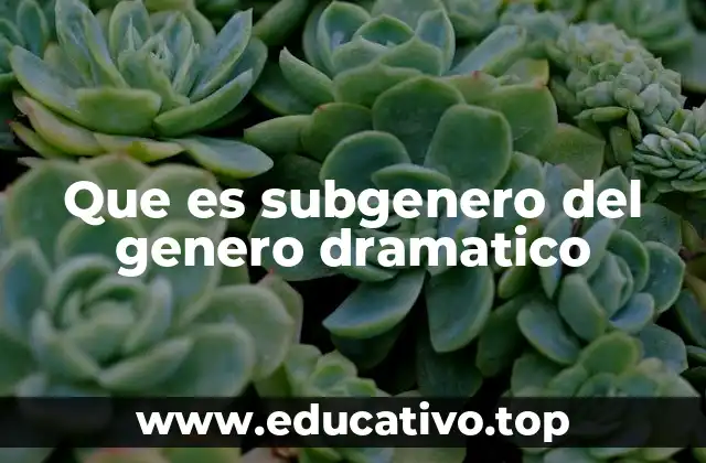 Que es subgenero del genero dramatico