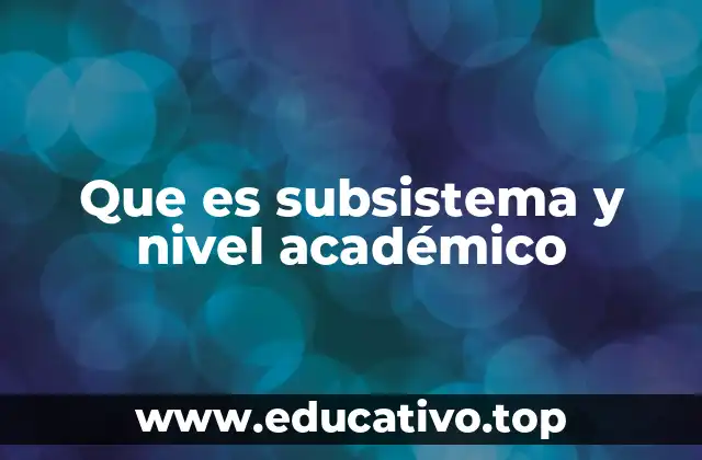 Que es subsistema y nivel académico