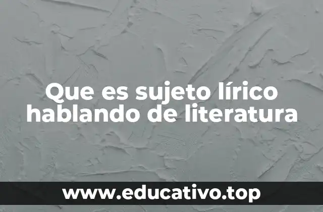 Que es sujeto lírico hablando de literatura