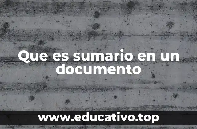Que es sumario en un documento