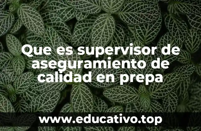 Que es supervisor de aseguramiento de calidad en prepa