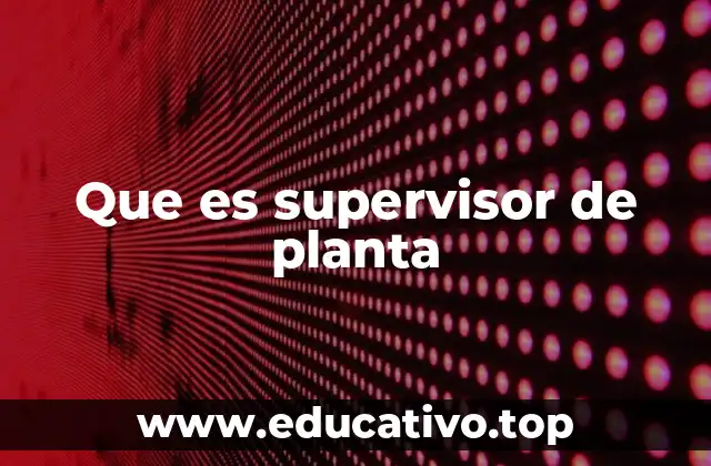 Que es supervisor de planta