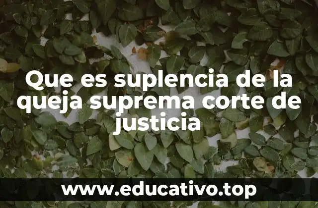 Que es suplencia de la queja suprema corte de justicia