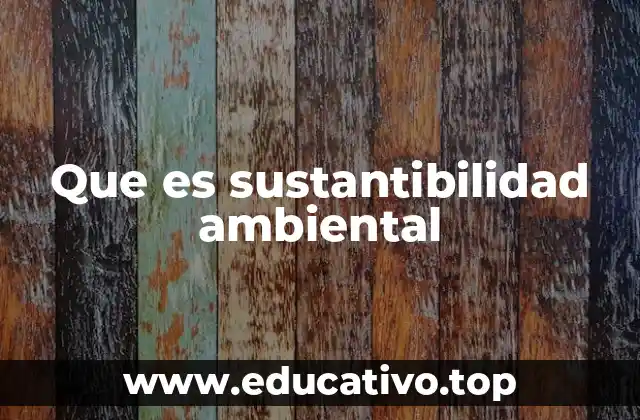 Que es sustantibilidad ambiental