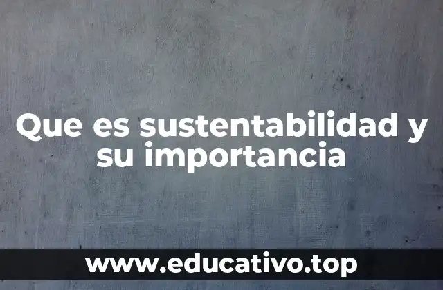 Que es sustentabilidad y su importancia