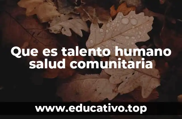 Que es talento humano salud comunitaria