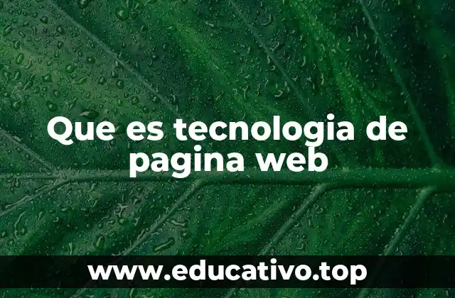 Que es tecnologia de pagina web