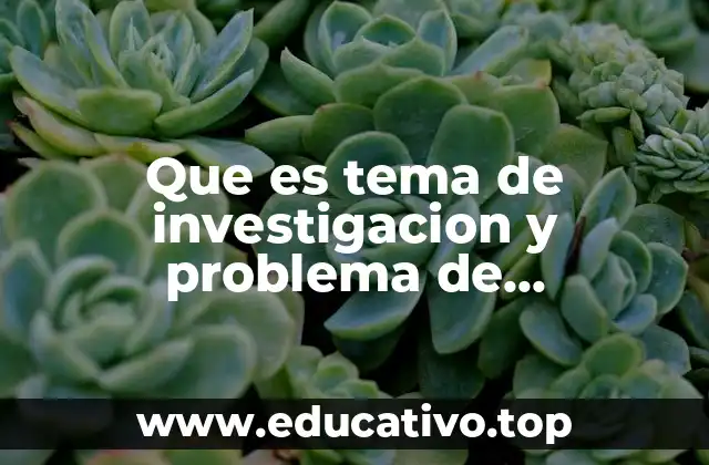 Que es tema de investigacion y problema de investigacion