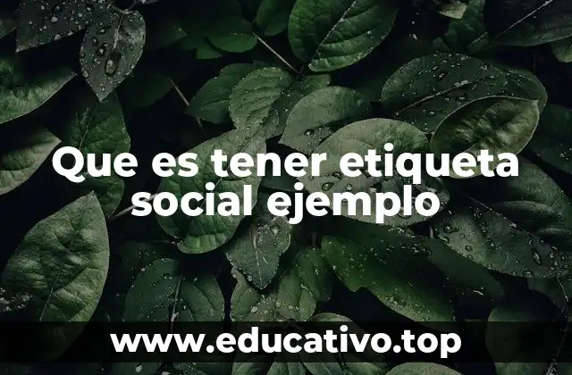 Que es tener etiqueta social ejemplo