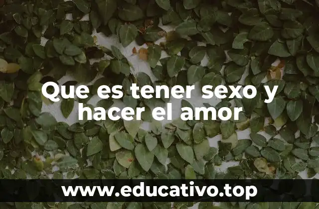 Que es tener sexo y hacer el amor