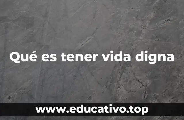 Qué es tener vida digna