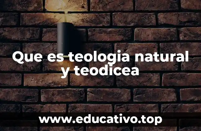 Que es teologia natural y teodicea