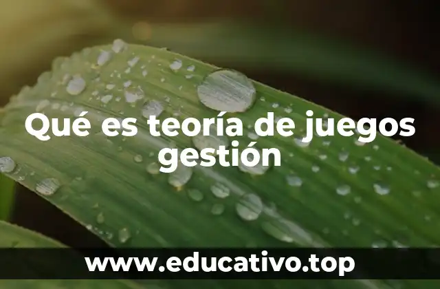 Qué es teoría de juegos gestión