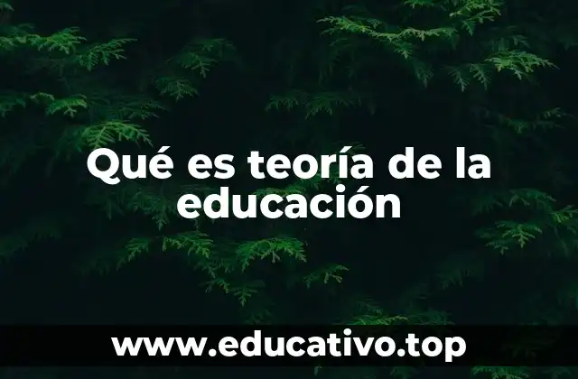 Qué es teoría de la educación