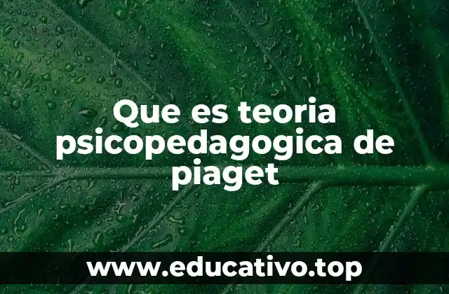 Que es teoria psicopedagogica de piaget