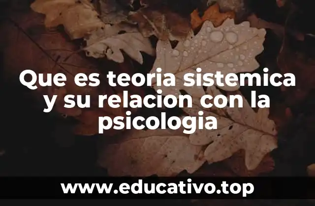 Que es teoria sistemica y su relacion con la psicologia