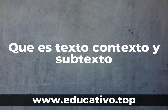 Que es texto contexto y subtexto