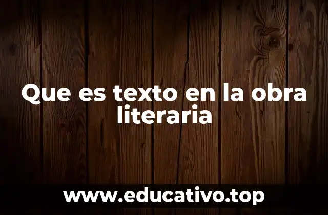 Que es texto en la obra literaria