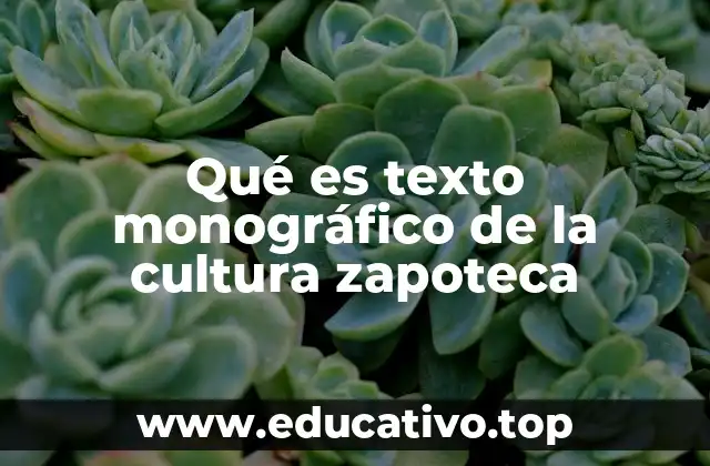 Qué es texto monográfico de la cultura zapoteca