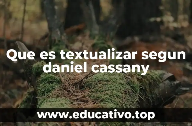 Que es textualizar segun daniel cassany